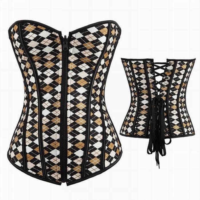 Yellow Diamond Print Reversible Style Corset